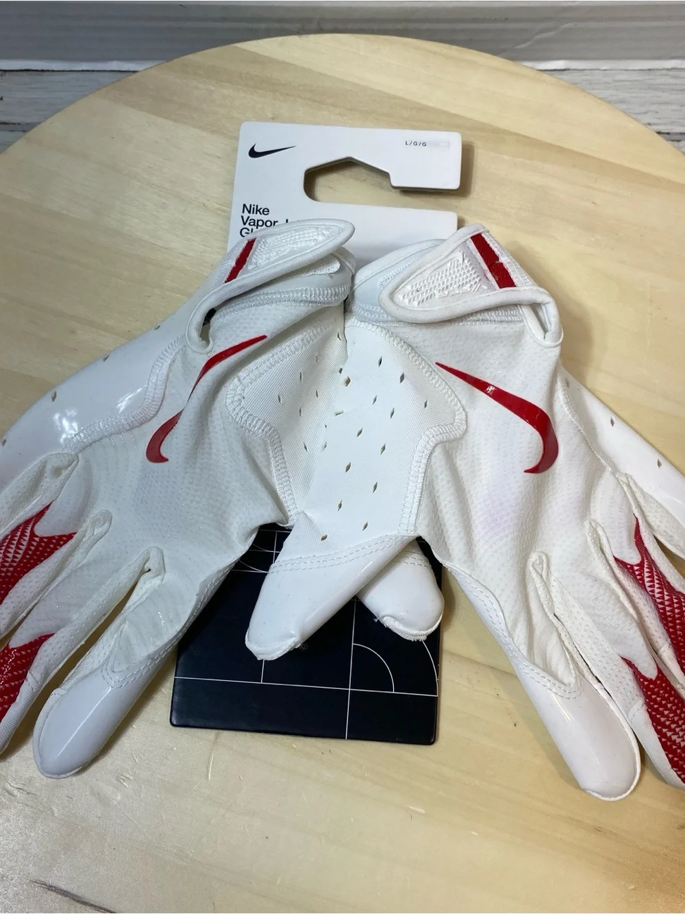 Nike Vapor Jet 8.0 Football Gloves White Red Size L NWT